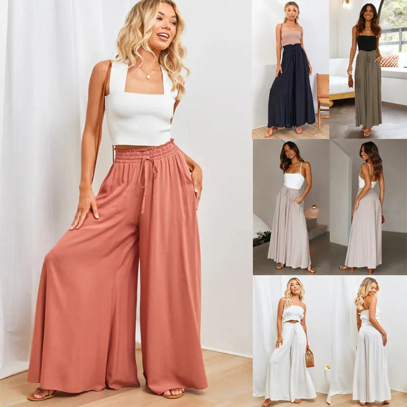 Summer Women's Wide Leg Pants | Elastic Waistband | Stylish & Comfortable