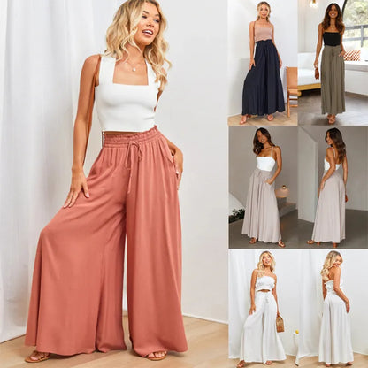 Summer Women's Wide Leg Pants | Elastic Waistband | Stylish & Comfortable