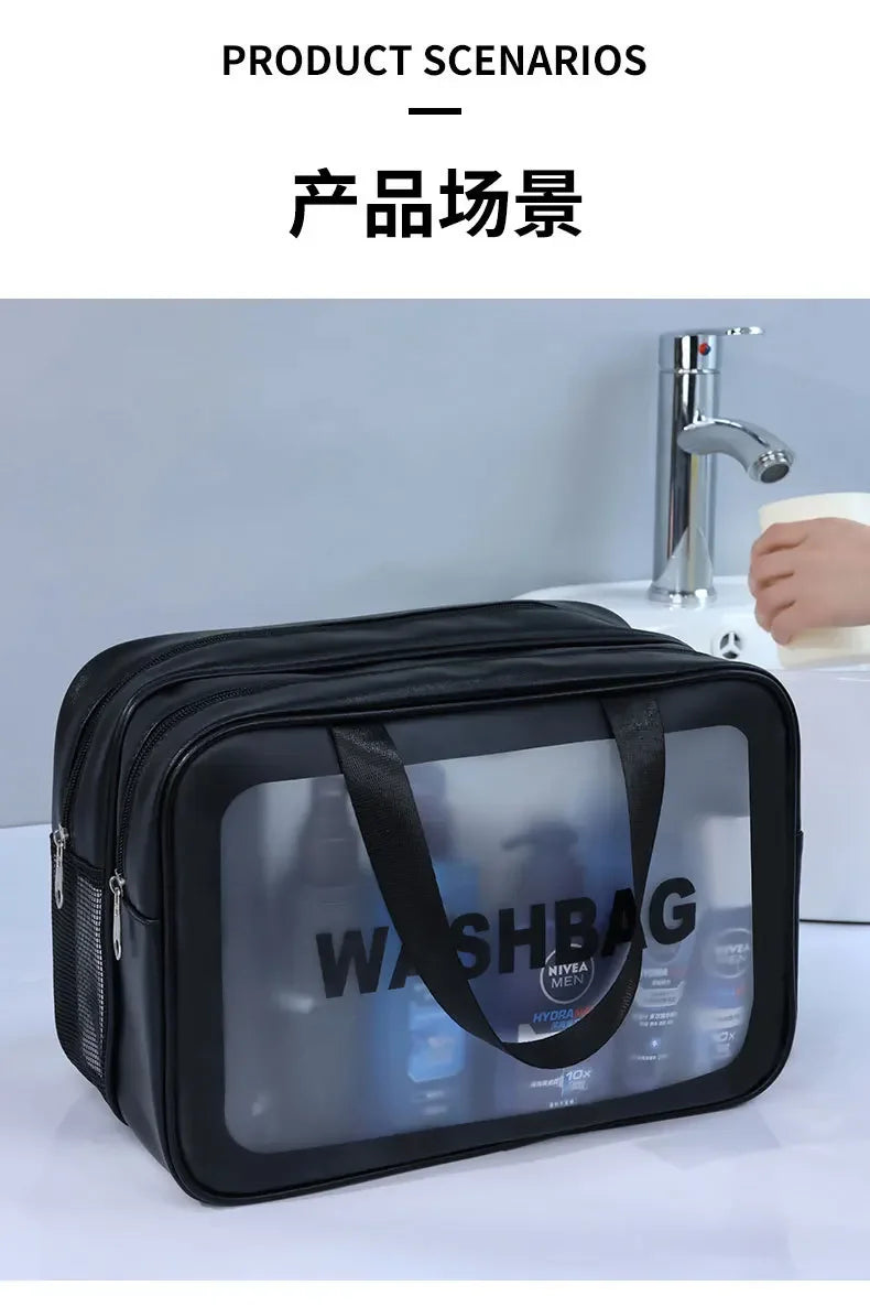 2025 Portable Travel Bag – Dual Transparent Dry & Wet Separation PU Cosmetic Pouch for Fitness and Swimming Essentials