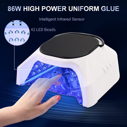 Advanced Mirror-Finish Dual Light Nail Lamp – 86W Rechargeable Portable LED UV Nail Machine