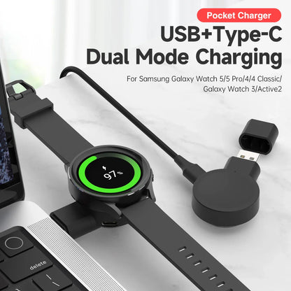 Dock Charger Adapter - Wireless USB Charging Cable Stand for Samsung Galaxy Watch 6, Watch 5 Pro, Watch 4 (44mm/40mm)