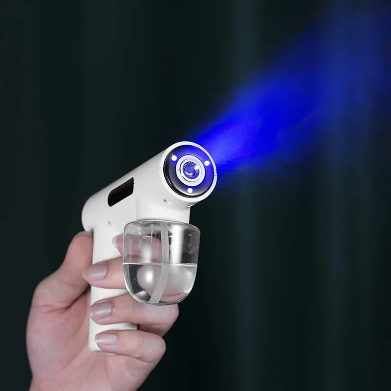 Portable Handheld Electric Disinfection Spray Gun – Rechargeable Atomized Humidifier with Blue Light