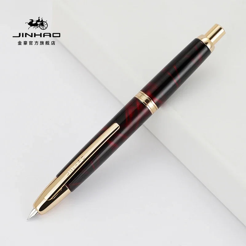 JINHAO 10 Metal Pearl Blue Fountain Pen – EF/F Nib, Pattern Design | Ink Pens for School, Office & Gifts