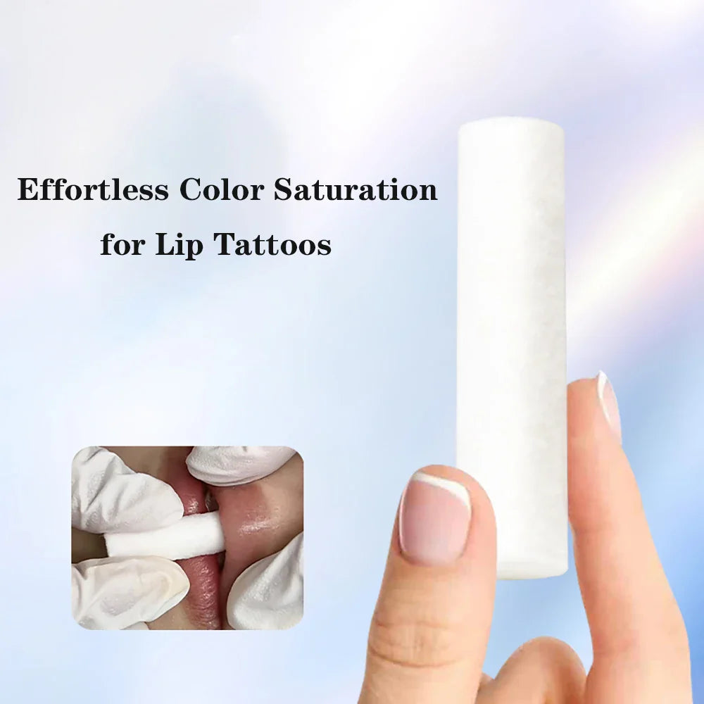 50PCS Disposable Lip Tattoo Swabs — Cotton Sticks for Semi-Permanent Makeup & Lip Coloring Accessories