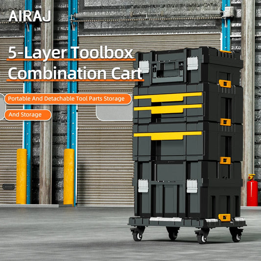 AIRAJ Stackable Modular Toolbox Set – Portable Wheeled Combo Toolbox for Space-Saving Storage & Easy Mobility