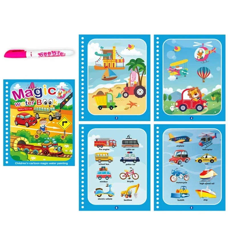 Children's Early Education Magical Water Drawing Book – Reusable Coloring Book with Pen, Creative Educational Toy Gift