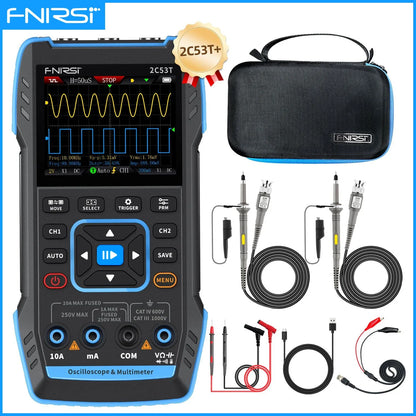 FNIRSI 2C23T / 2C53T 50MHz Handheld 3-in-1 Digital Oscilloscope Multimeter Signal Generator Dual Channel Automotive Diagnostic Tool