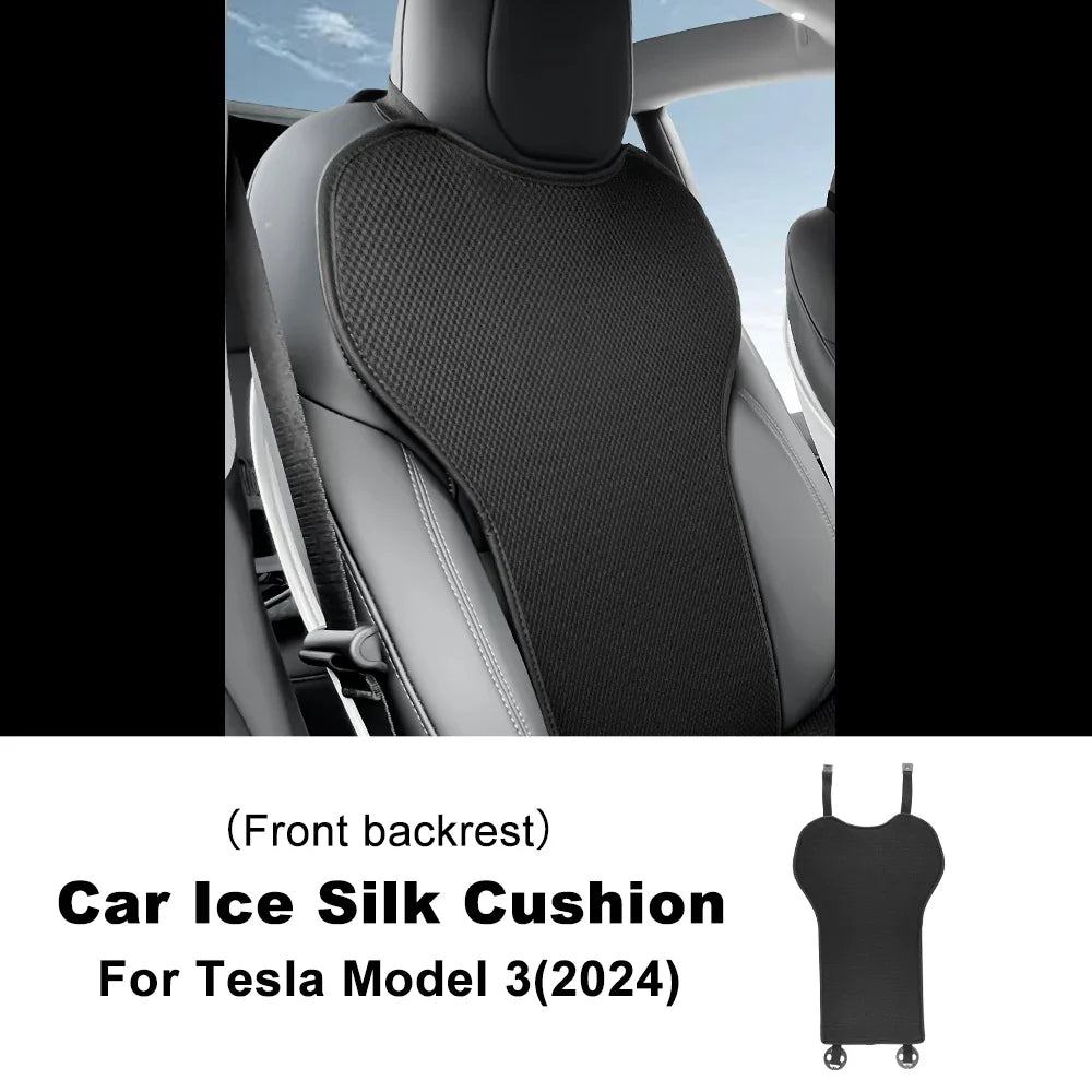 Tesla Model 3 Highland 2024 Ice Silk Car Seat Cushion – Breathable All-Season Seat Cover & Back Seat Protector Interior Accessory