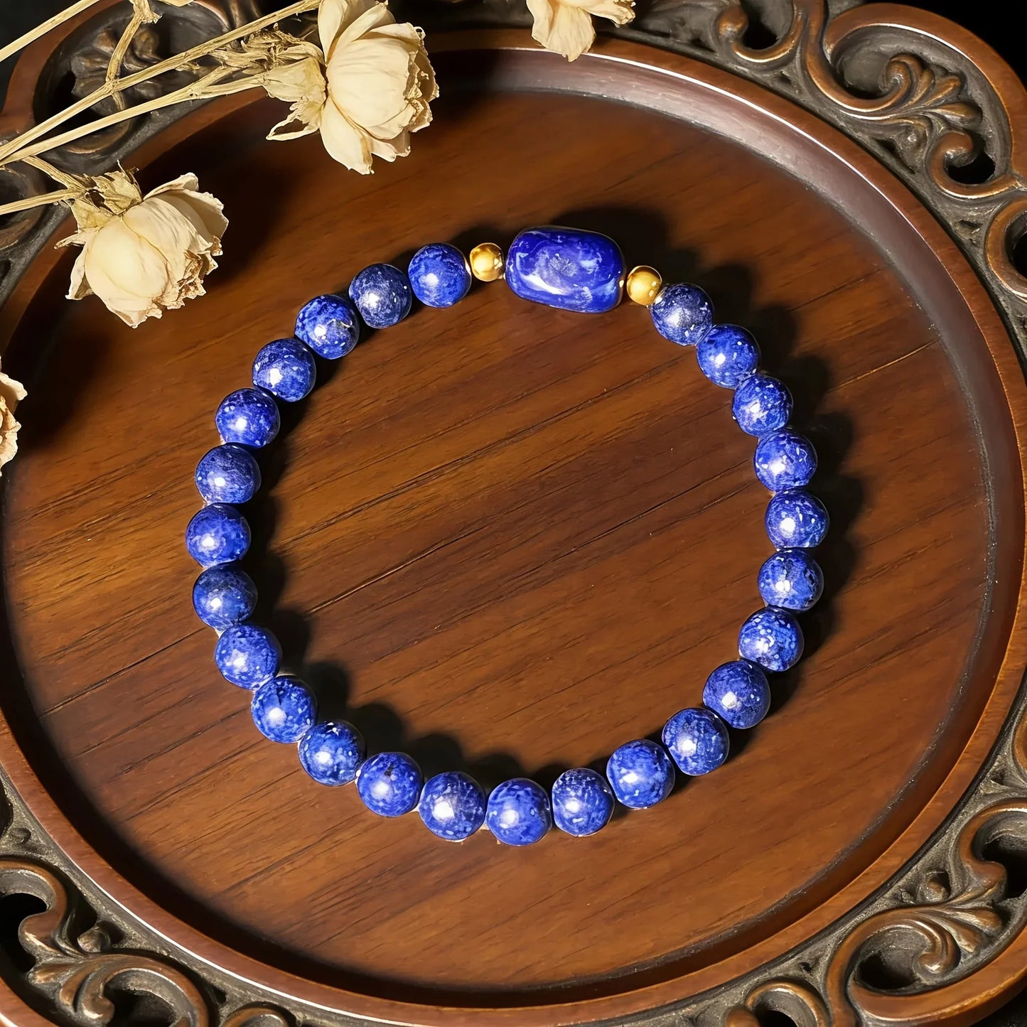 Natural Lapis Lazuli Bracelet – Genuine December Birthstone Bohemian Style Crystal Jewelry for Wealth, Success & Daily Wear Unisex Bangle