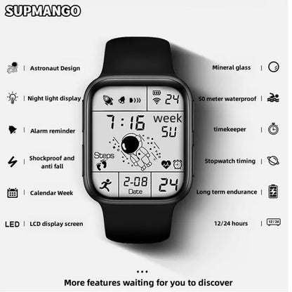 Astronaut Square Smart Watch for Kids & Students – Cool Black Tech Running Electronic Watch for Boys & Girls