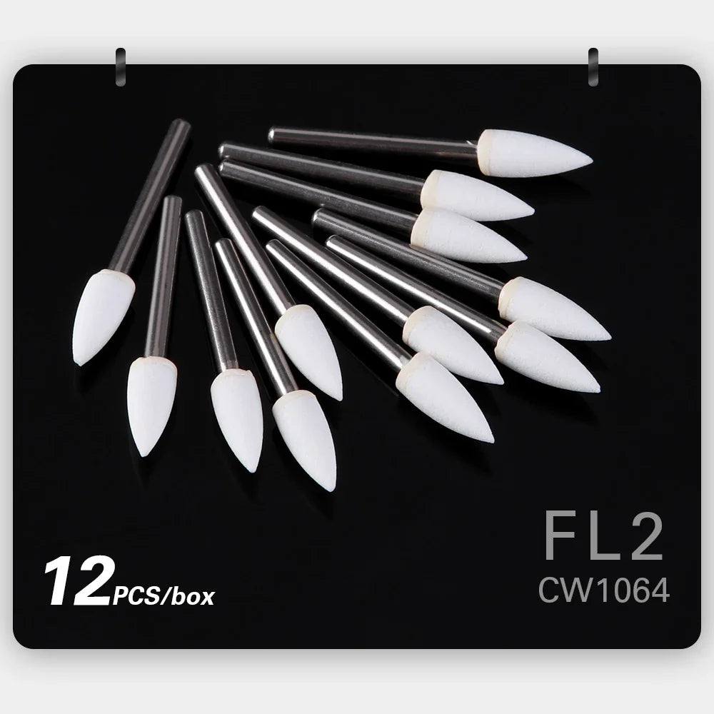 AZDENT White Stone Polishing Burs Kit – Flame, Cone & Round Shapes for Porcelain, Enamel & Composite Resin
