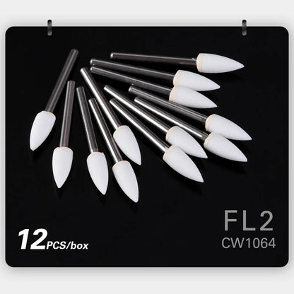 AZDENT White Stone Polishing Burs Kit – Flame, Cone & Round Shapes for Porcelain, Enamel & Composite Resin