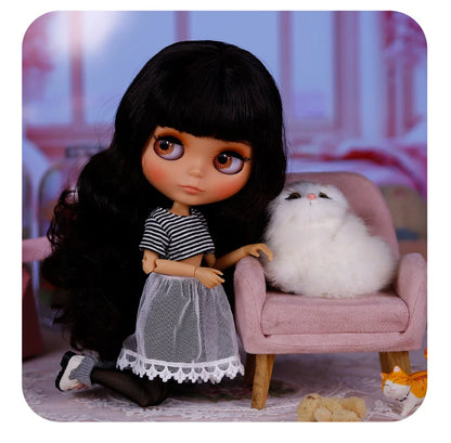 ICY DBS Blythe Doll – Tan Skin Matte Face with Eyebrows, 1/6 BJD Joint Body, Anime Christmas Gift