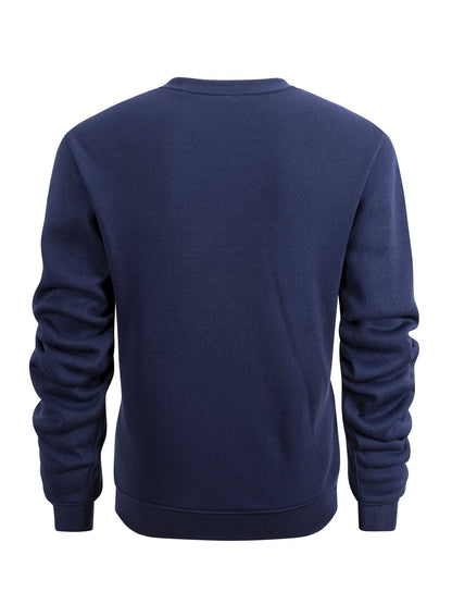 Men’s Crew Neck Sweatshirt — Solid Color Casual Long Sleeve Pullover for Spring Outdoor Sportswear
