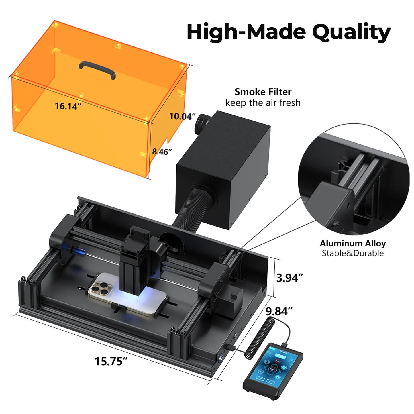 Xwitzeal V3 Laser Machine for iPhone 8-16 Series — Back Glass & Camera Lens Repair Kit with Housing Tools and Air Filter