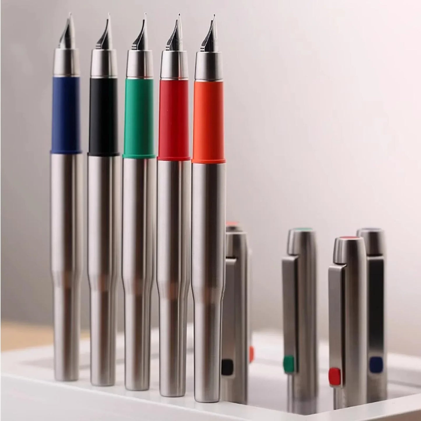 MAJOHN B25 Fountain Pen – Stainless Steel Imported F Nib with Ink Absorber, Dual-Purpose High-End Office Stationery