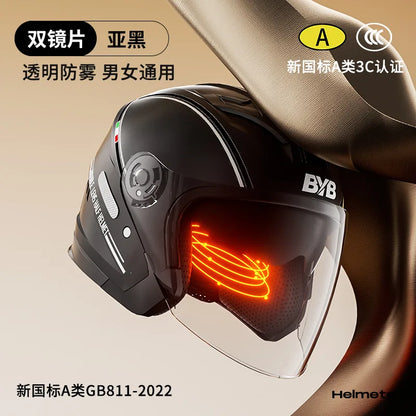 2024 New Motorcycle & Electric Car Helmet – Men’s & Women’s Safety Helmet with Anti-Fog Double Lens, Four Seasons Universal