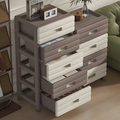 13.78" Wide Rolling Drawer Storage Cabinet — 3-6 Tier Mobile Organizer with Wheels, Gray or Brown for Living Room & Bedroom
