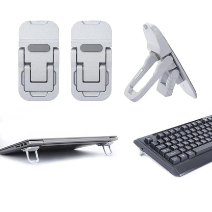2PCS Mini Foldable Laptop Stand – Portable Adjustable Angle Self-Adhesive Invisible Notebook Riser for Laptop & Keyboard Support