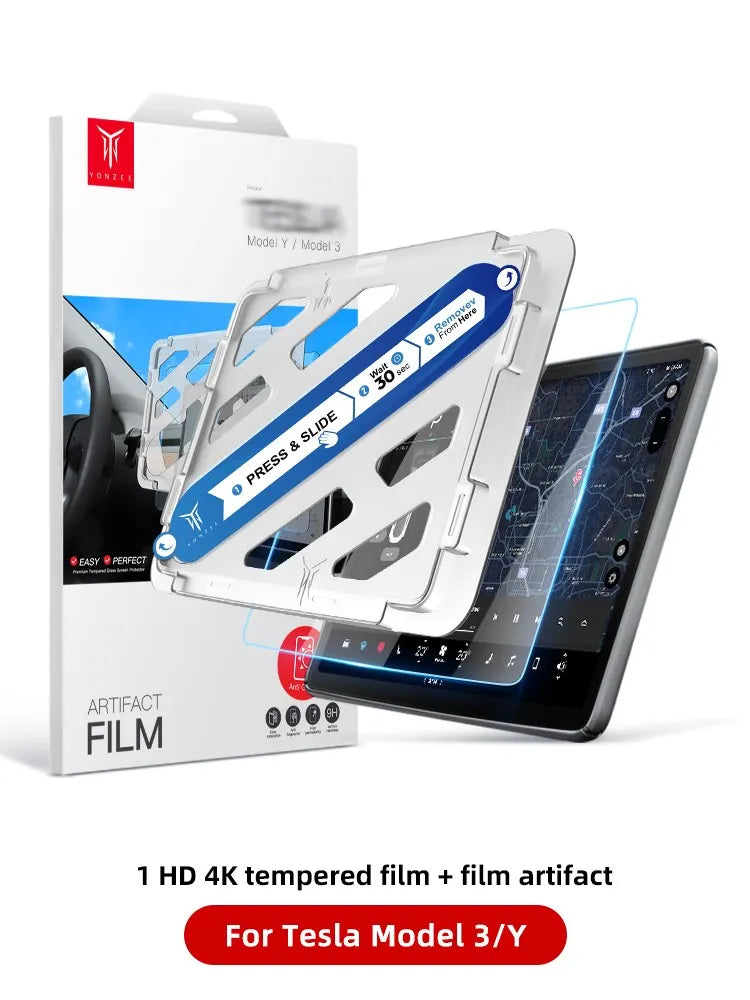YZ Tempered Glass Screen Protector for Tesla Model 3/Y – Anti-Glare HD Center Console Film Protection Accessories