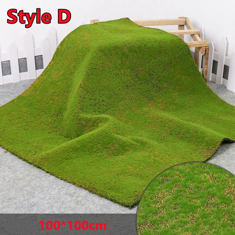 100×100cm Artificial Moss Lawn Carpet - Realistic Green Landscape Decor for Home, Weddings & Events