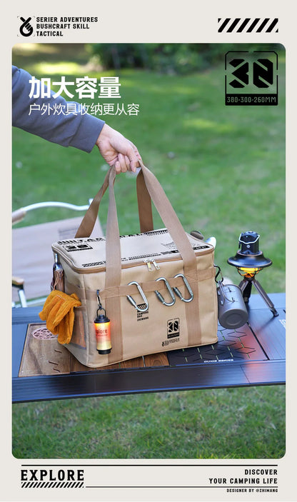 30-42L Waterproof Tactical Camping Storage Bag – Insulated Folding Organizer for Outdoor Gear, Picnic, and Field Equipment