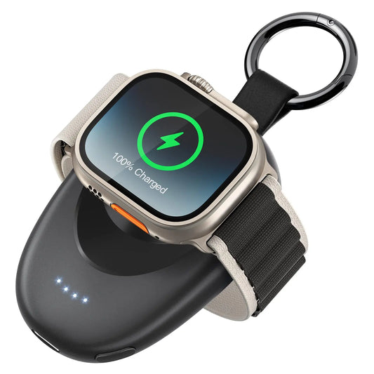 Portable Wireless Charger for Apple Watch Series 2-9 & SE/Ultra – Travel Power Bank Keychain Spare Battery
