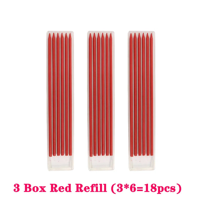 Solid Carpenter Mechanical Pencil – Woodworking Marking Tool with 3 Color Refills, Built-in Sharpener, and Scriber Lead