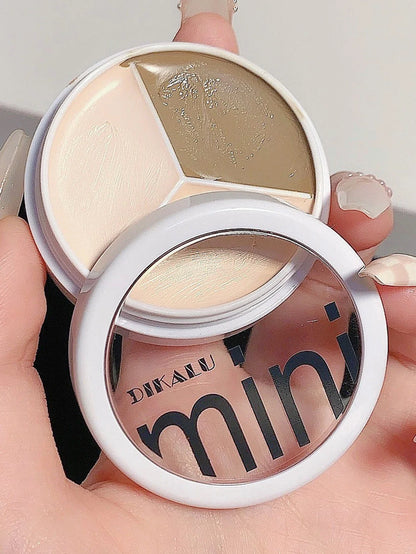 3-Color Concealer Cream Palette – Full Coverage for Acne, Dark Circles & Contour with Brush, Moisturizing Makeup