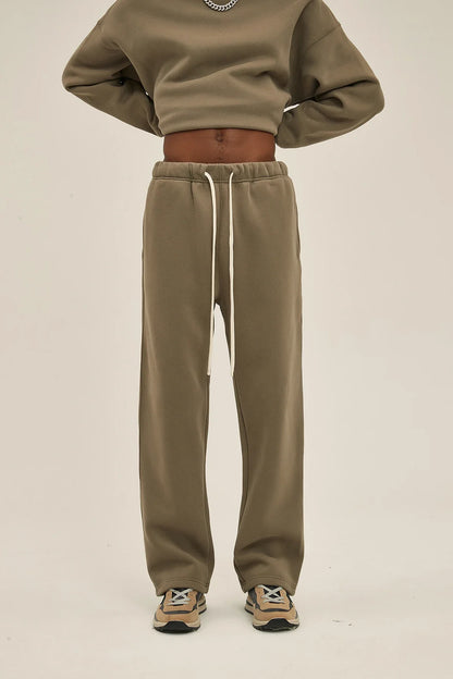 Straight-Lined Solid Color Cashmere Sweatpants – Soft Cozy Lounge Pants