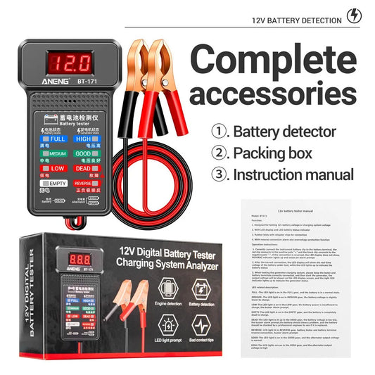 ANENG BT-171 12V Multifunctional Battery Tester - LED Reverse Display Screen, Auto Repair Industry Detection, Electrician Tool