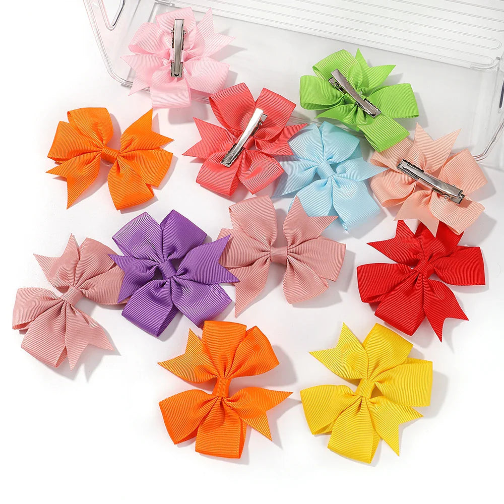 20/40PCS Sweet Candy Color Bow Hair Clip Set – Cute Ribbon Hairpins for Baby Girls & Kids Hair Accessories Gift