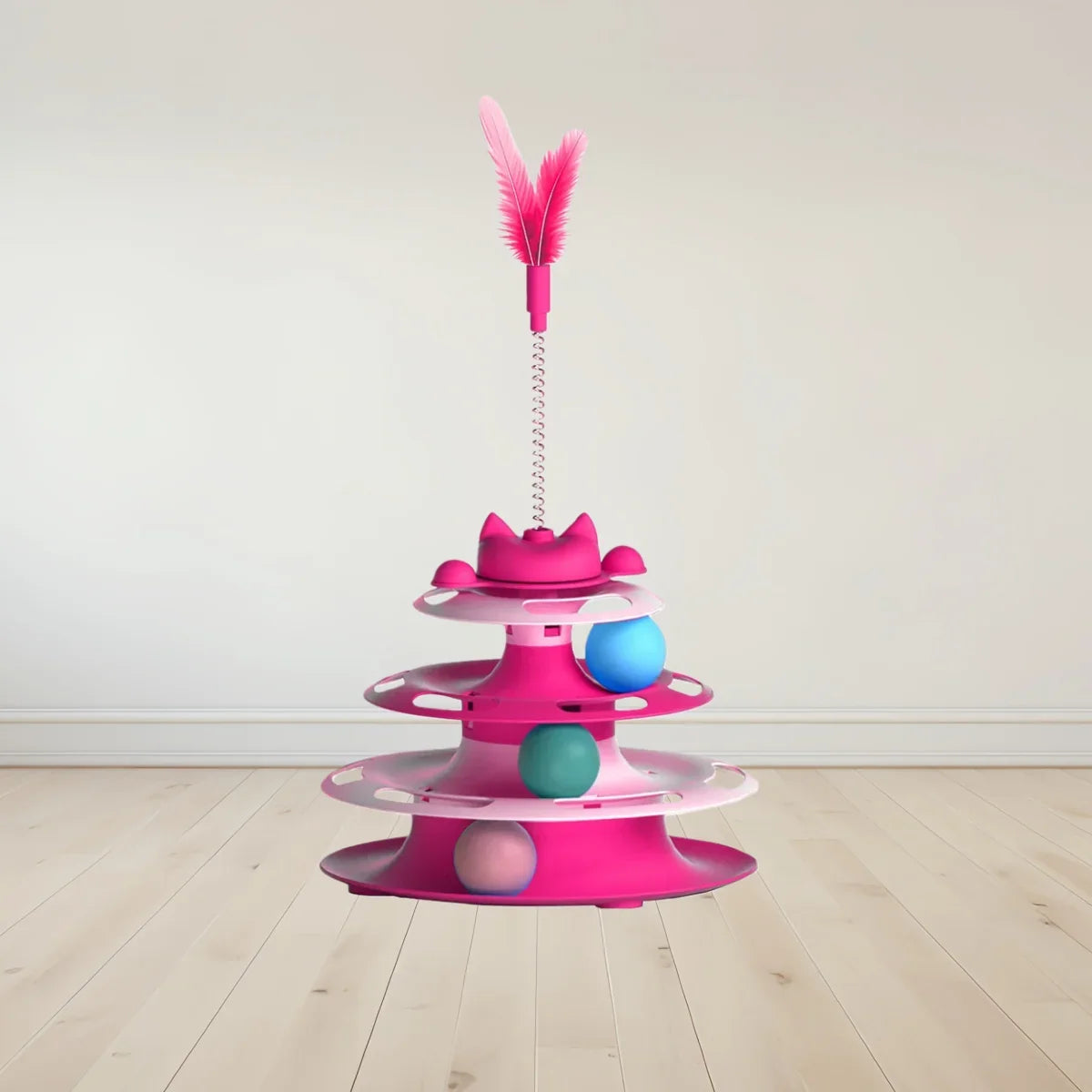 Interactive Cat Toy - Funny Turntable, Wand Stick & Ball Set for Boredom Relief