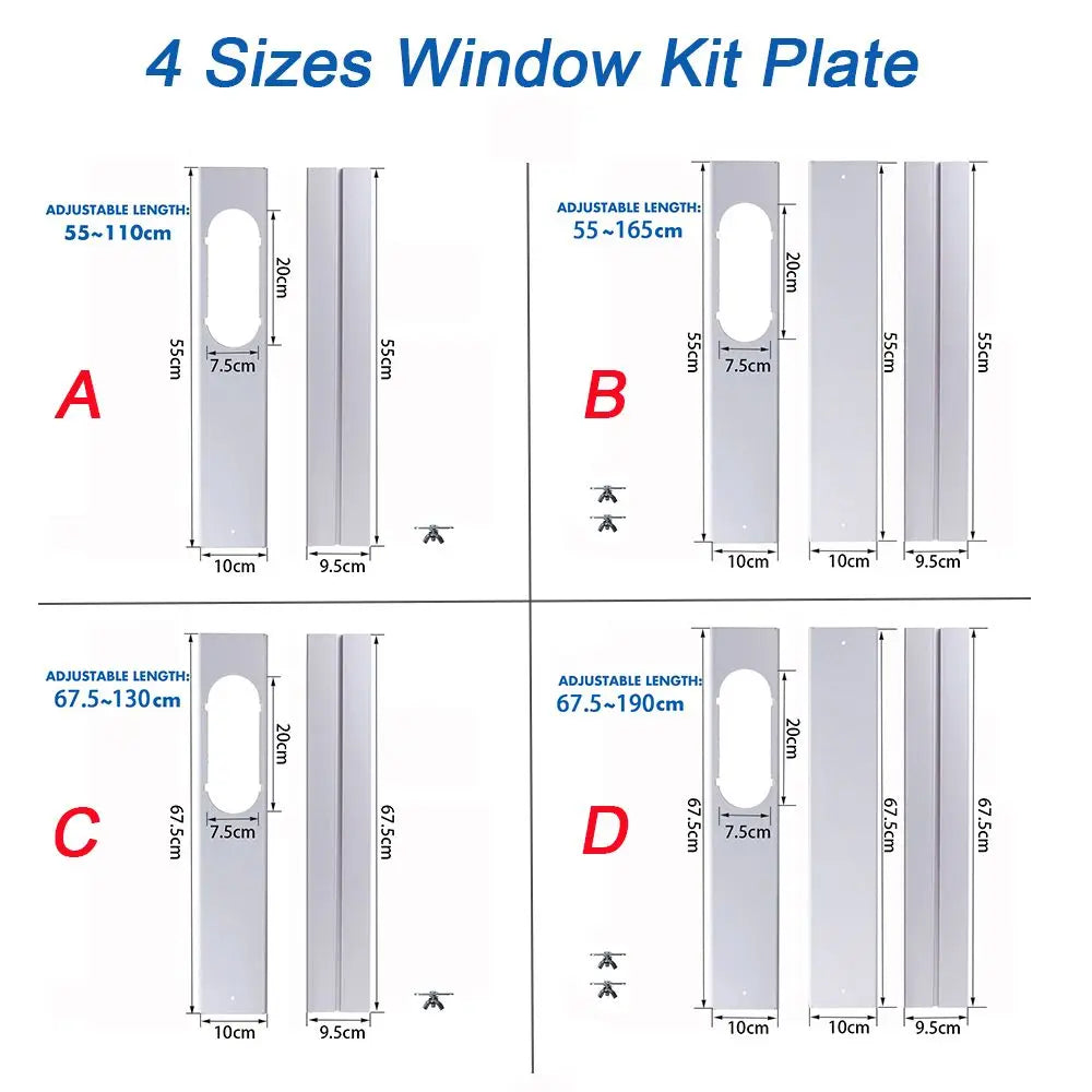 Adjustable Portable AC Window Kit – Slide Plate & Exhaust Hose Connector Adaptor with Wind Shield