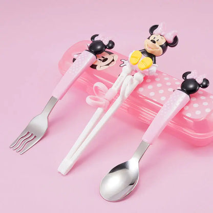 Disney Kids Tableware Set — Lightning McQueen, Mickey, Minnie, Stitch & Princess Elsa Training Chopsticks and Spoons