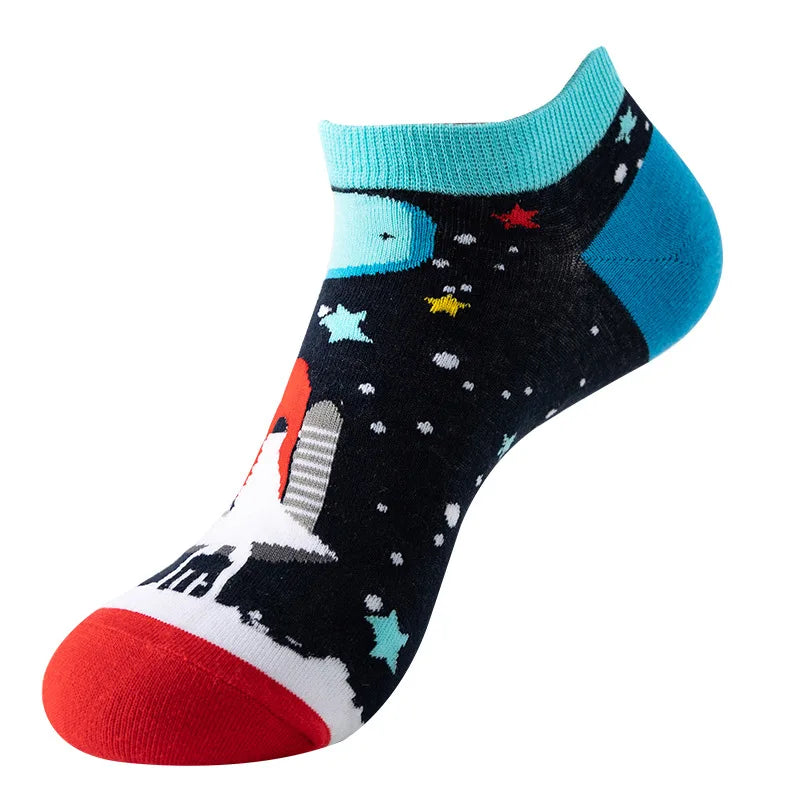 40-Style Colorful Cotton Ankle Socks – Fashion Novelty Short Socks for Men & Women, Funny Animal, Food & Avocado Casual Designs