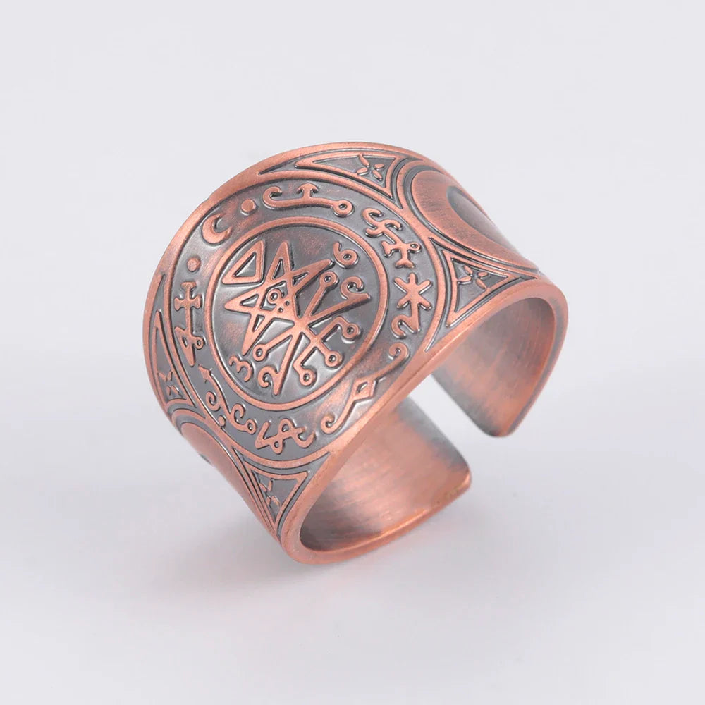Dawapara 7 Archangels Protection Ring – Metatron Cube, Lilith Symbol, King Solomon Secrets Vintage Amulet Jewelry