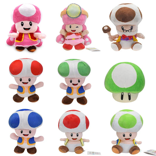 Mario Bros Plush Toys — Yellow, Blue, Red & Green Toad Toadette Stuffed Dolls | Soft Toys Birthday Gift for Kids