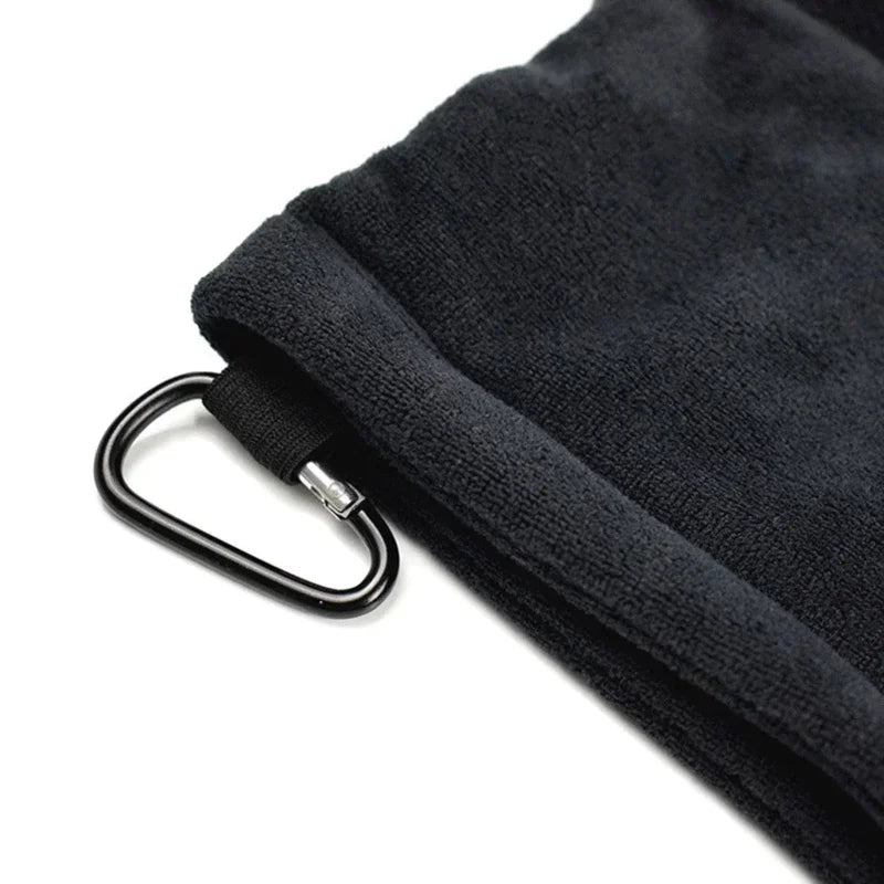 Square Microfiber Golf Ball Cleaning Towel – Water Absorbent Cloth with Carabiner Hook for Clubs and Balls