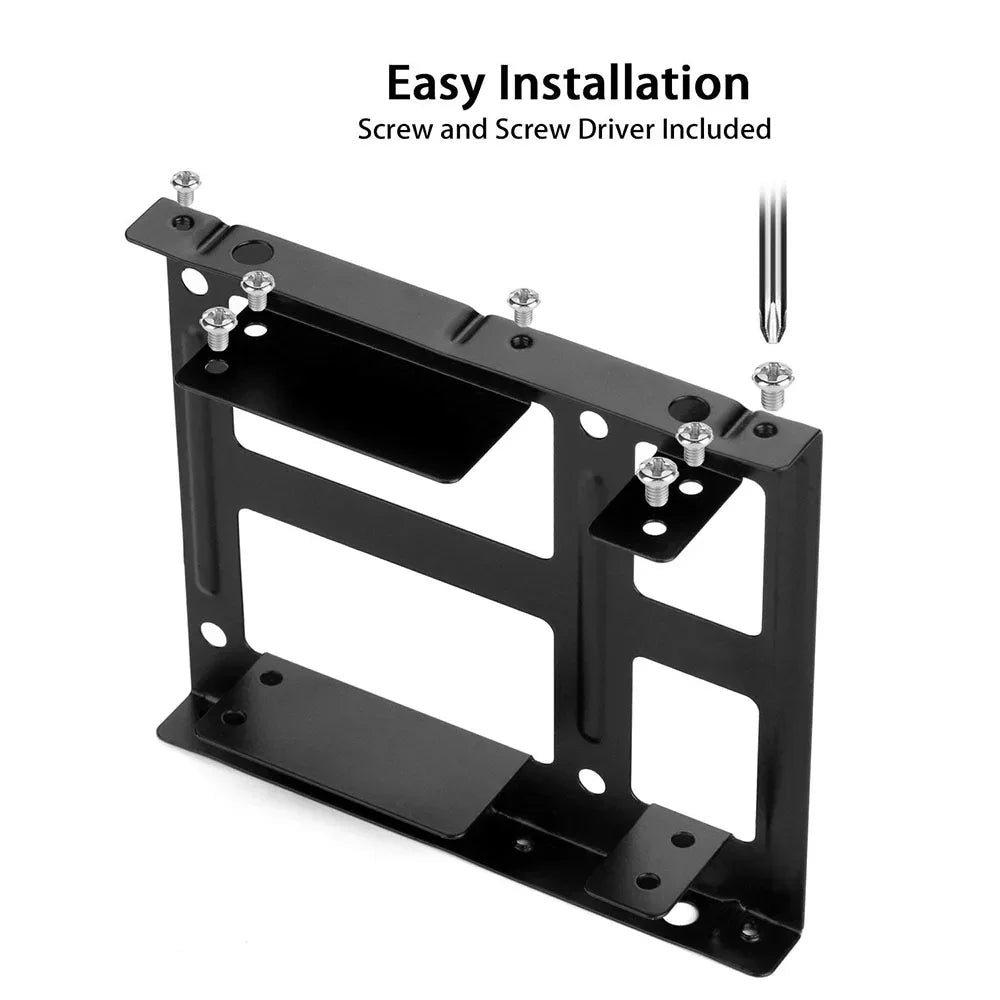 Metal Dual Bay HDD SSD Mounting Bracket - 2.5 Inch to 3.5 Inch Hard Drive Adapter for Desktop Computer Upgrades