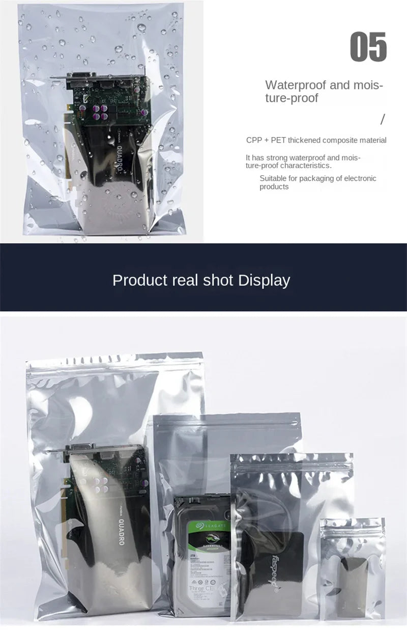 Transparent Anti-Static Shielding Bags – ESD Self-Sealing Pouches for Storage of Small Electronics & USB Accessories
