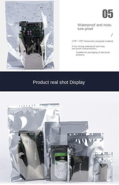 Transparent Anti-Static Shielding Bags – ESD Self-Sealing Pouches for Storage of Small Electronics & USB Accessories