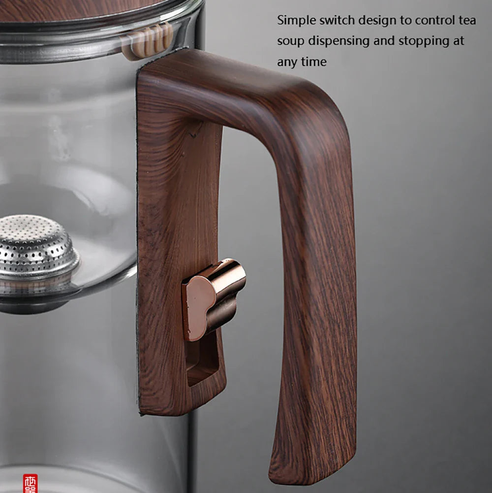 Glass Tea Pot Kettle with Magnetic Infuser - 520ML/720ML Tea Filtration Cup Set with One-Click Switch