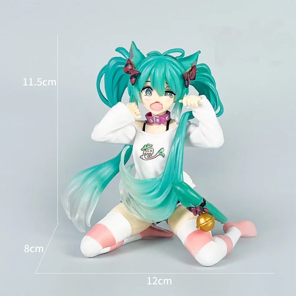 Hatsune Miku 11cm Desktop Action Figure – Neko T-Shirt Anime Figurine Toy Gift