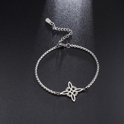 Witch Knot Necklace – Stainless Steel Magic Celtic Knot Pendant, Pagan Witchcraft Symbols, Jewelry Gift for Women