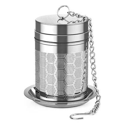 Stainless Steel Tea Infuser — Extra Fine Mesh Strainer with Extended Chain Hook for Loose Tea