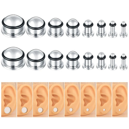 2PCS Stainless Steel Ear Plugs & Tunnels — 1.6-16mm Silver Ear Gauge Stretching Kit for Men & Women