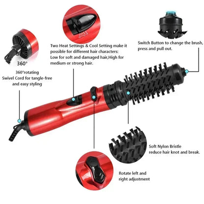 3-in-1 Rotating Hair Dryer & Straightener Brush – Hot Air Comb with Negative Ion Hair Styler