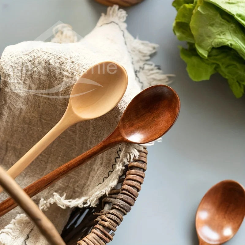 6-Piece Bamboo Wooden Spoon Set – 9” Korean Style Natural Wood Spoons for Soup, Cooking & Mixing