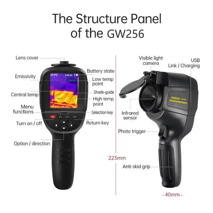 GW256 2024 Thermal Imaging Camera – Handheld Infrared Imager for Water Pipe Leaks & Electrical Power, 256x192 Resolution